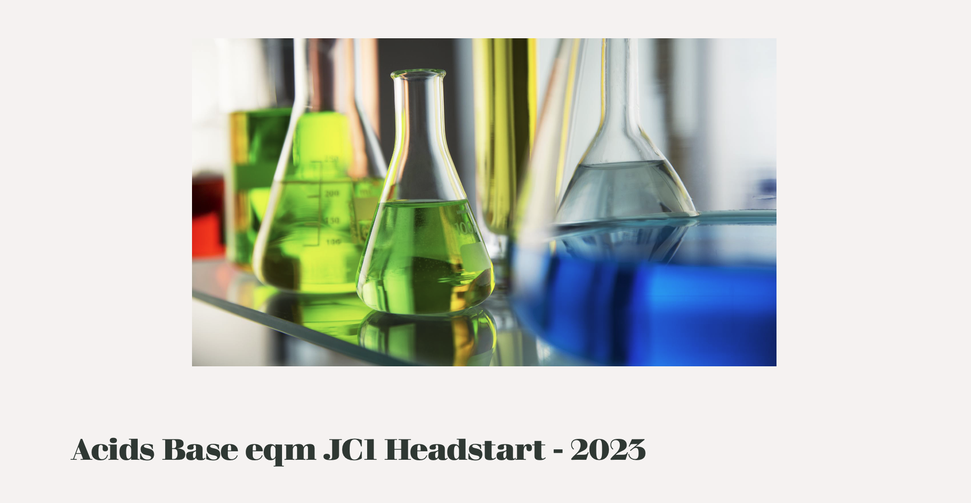 JC1 – Headstart – Acids Base Eqm – 2023